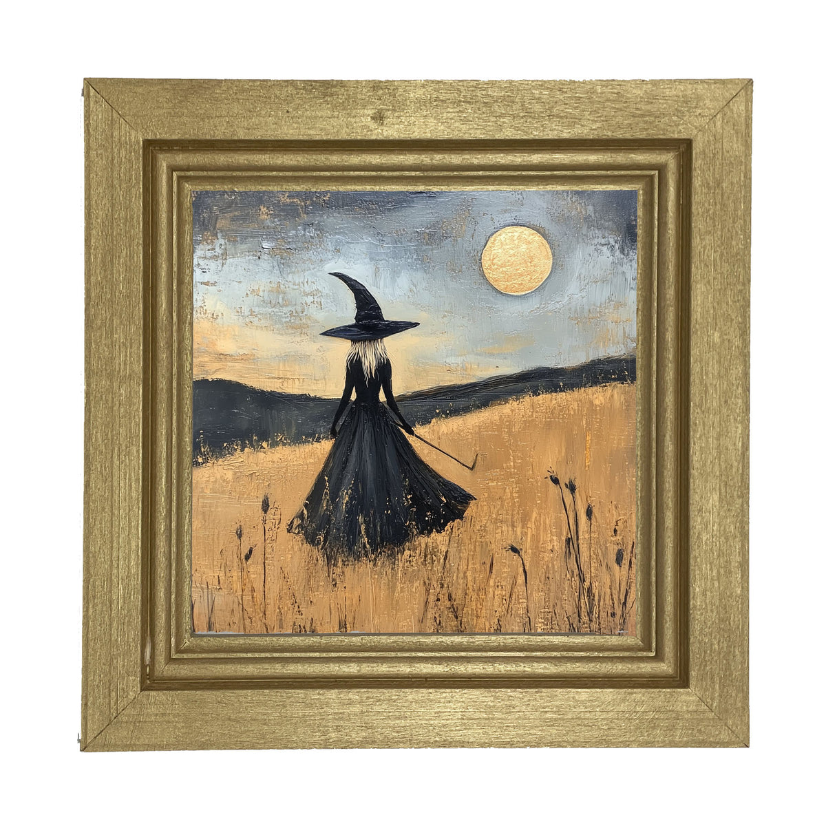 Witch in Golden Field - Framed art