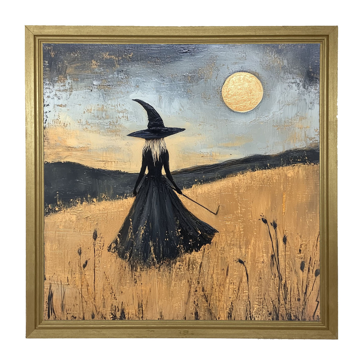 Witch in Golden Field - Framed art