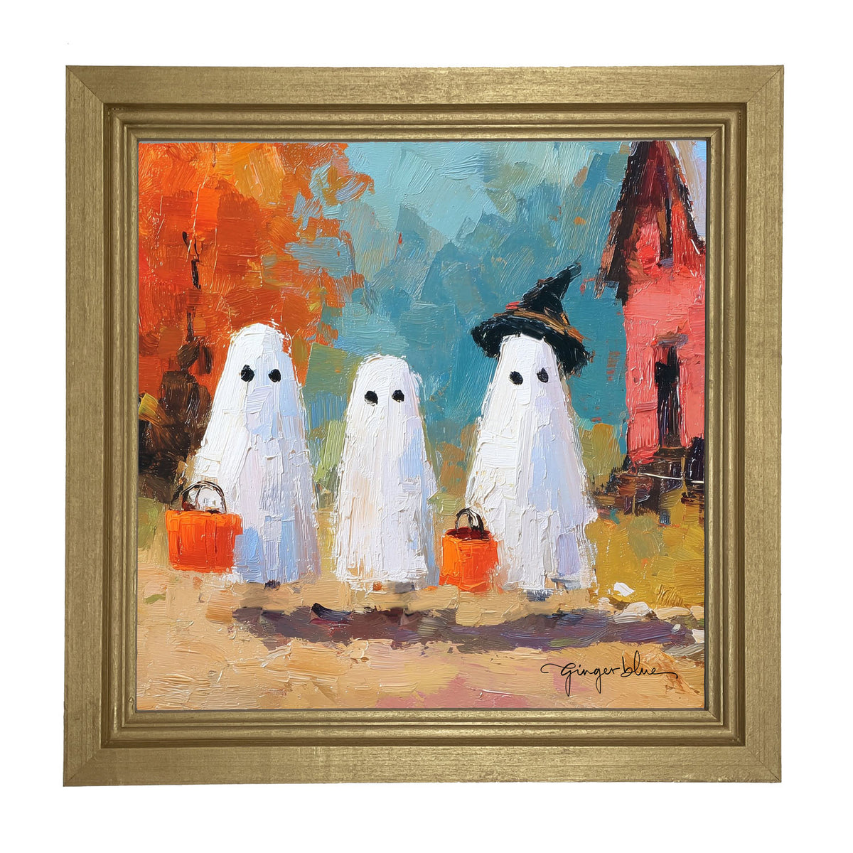Ghosts Trick or Treating in the Country - Framed Art