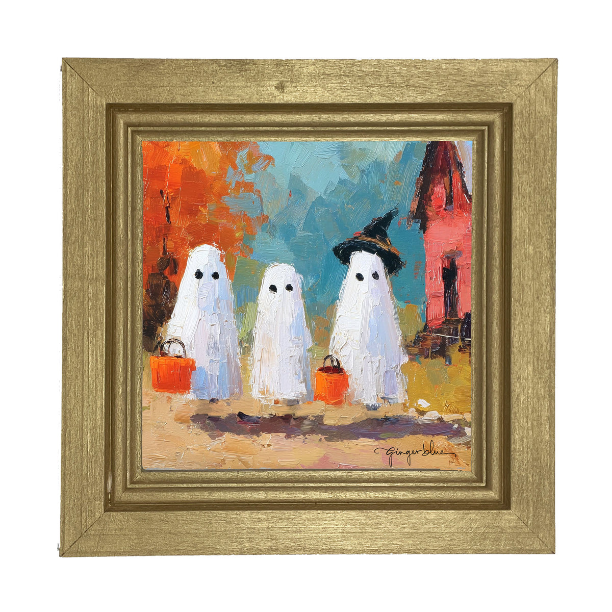 Ghosts Trick or Treating in the Country - Framed Art