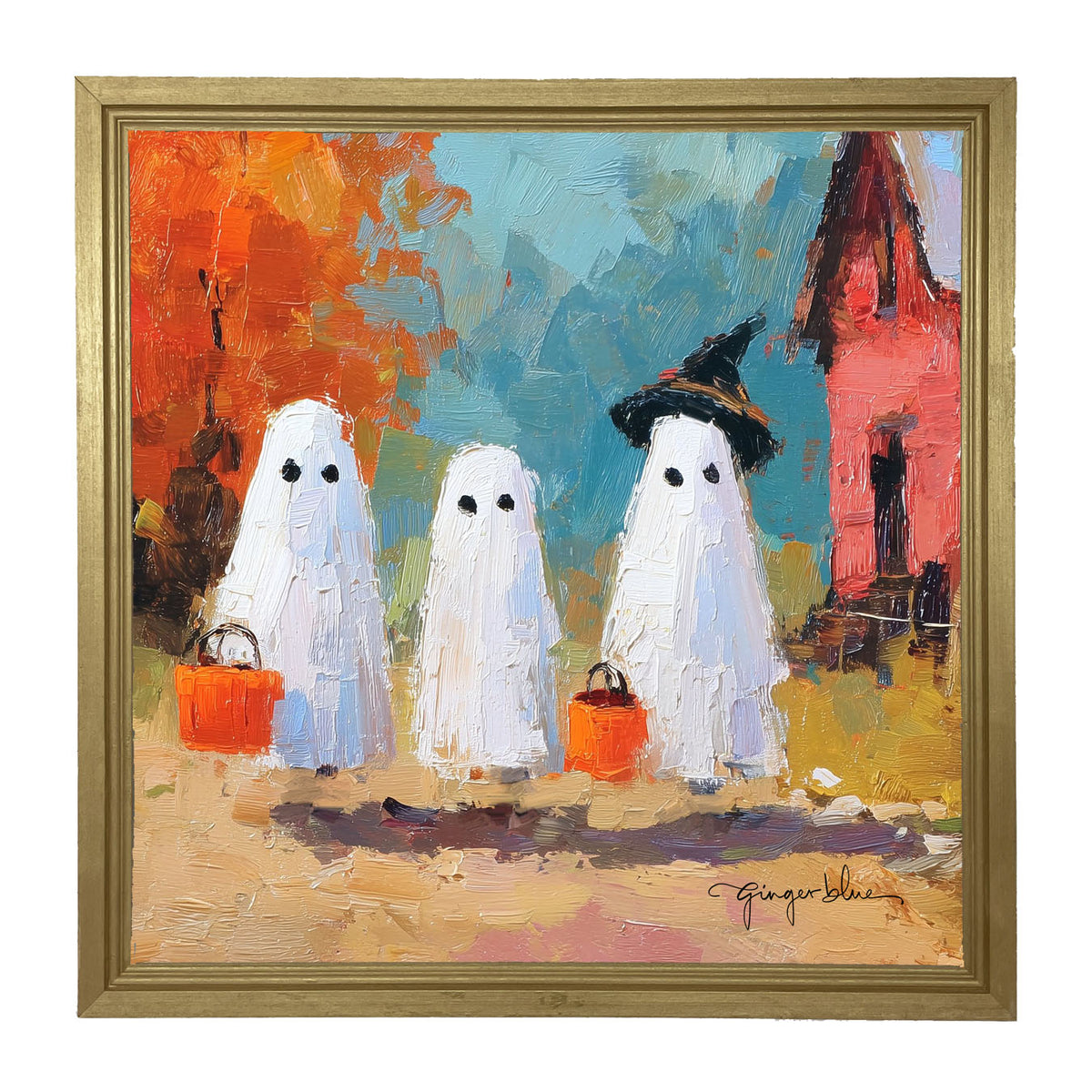Ghosts Trick or Treating in the Country - Framed Art