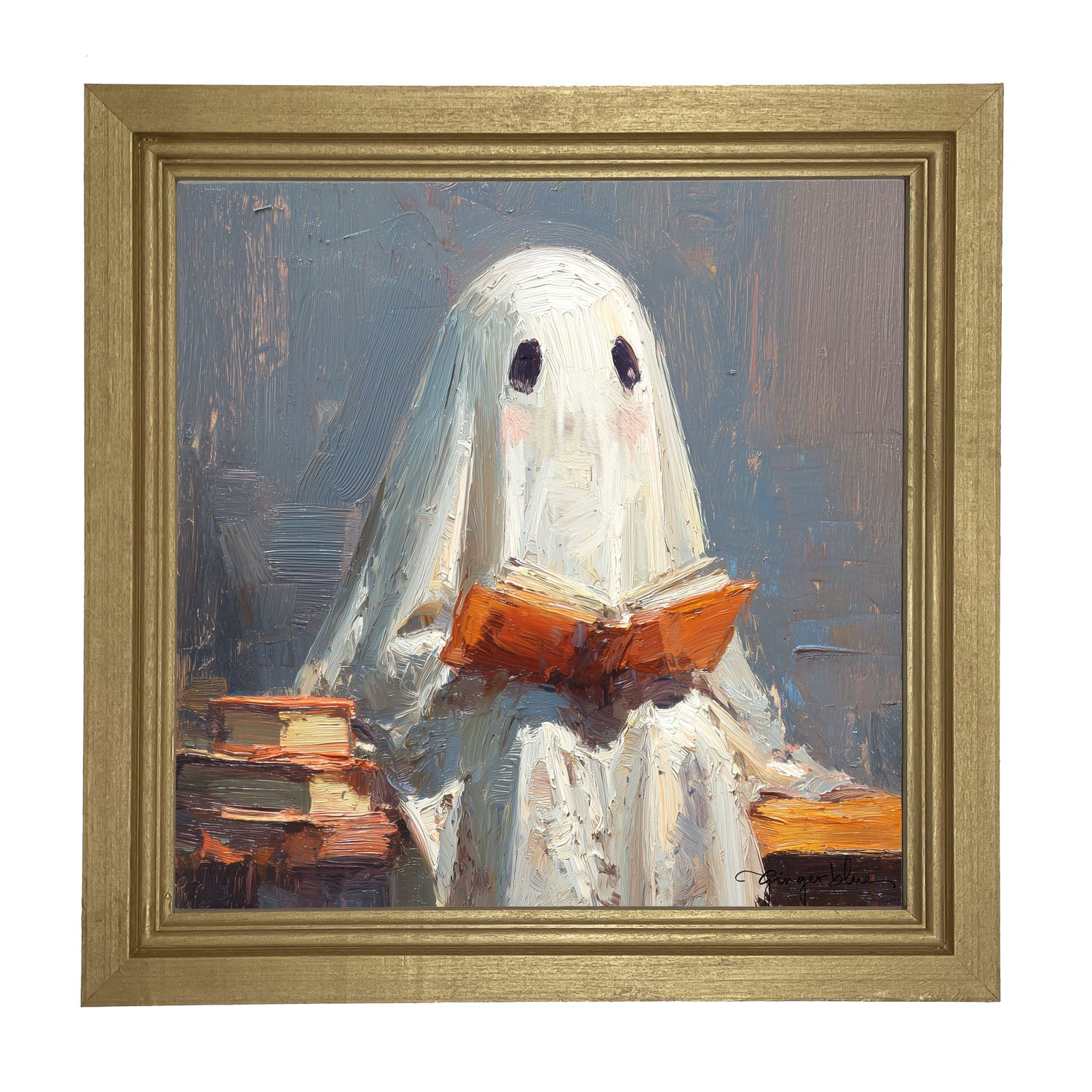Ghost Reading a Book - Framed Art