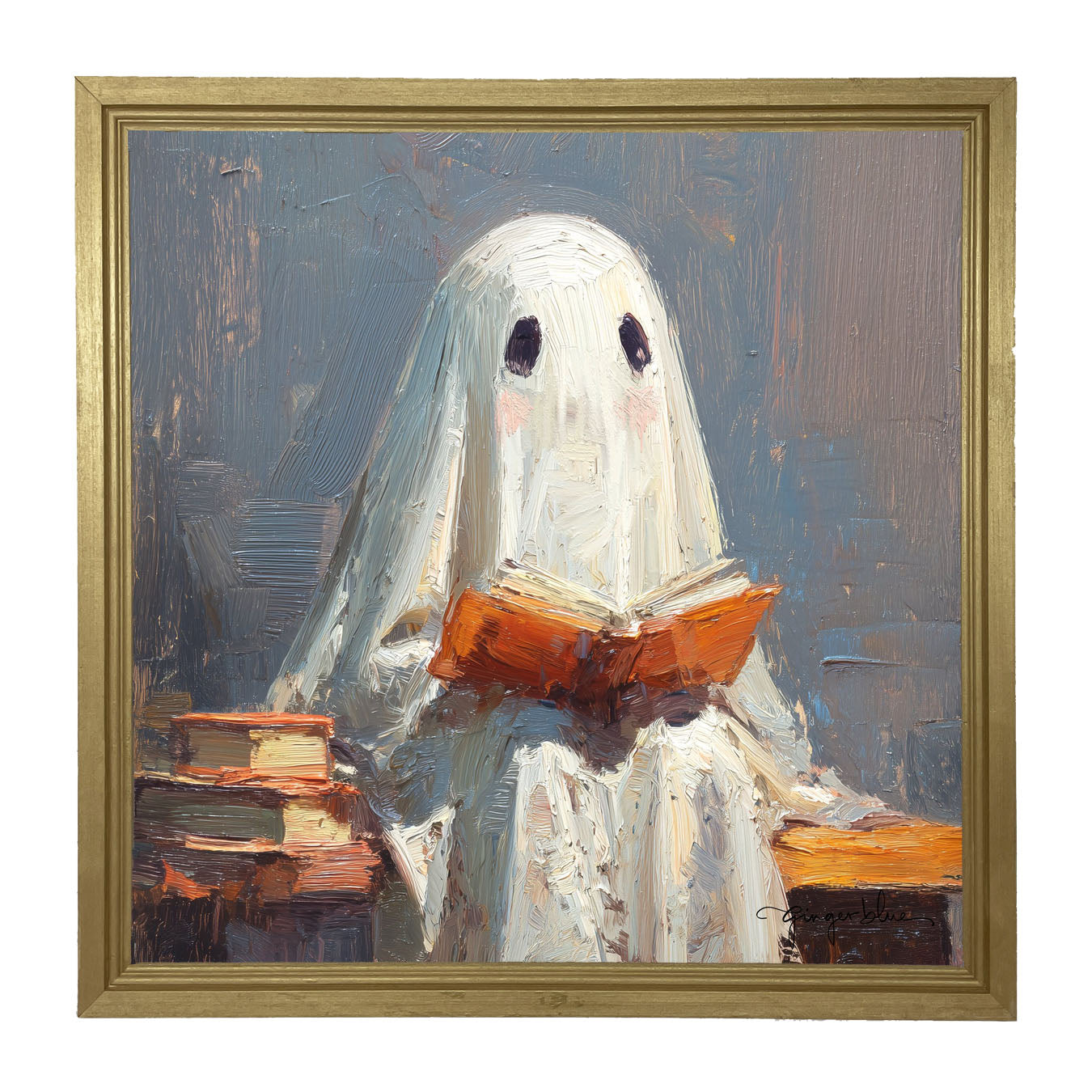 Ghost Reading a Book - Framed Art