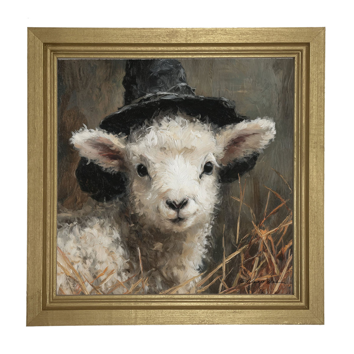 Witch Hat Lamb - Framed Art