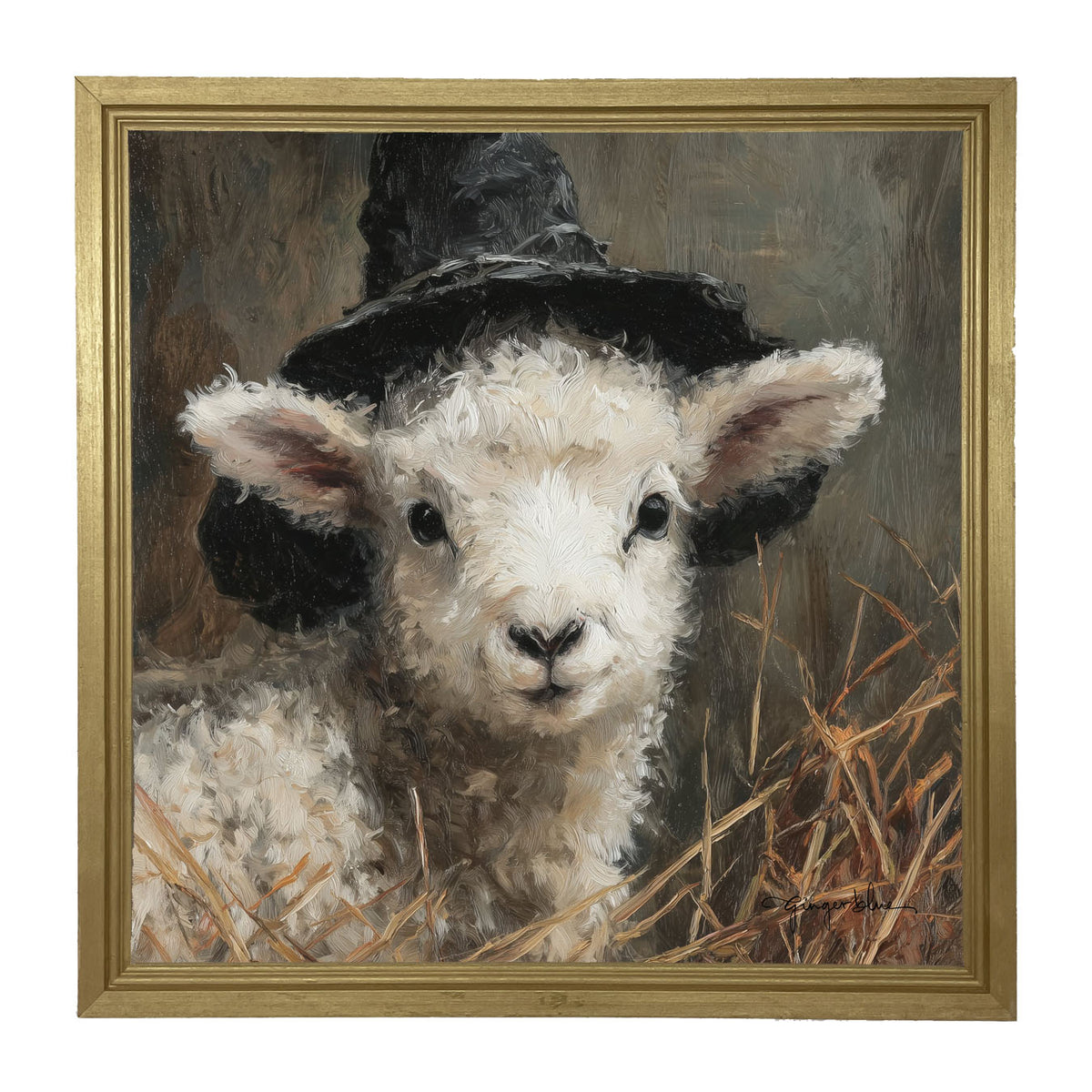 Witch Hat Lamb - Framed Art