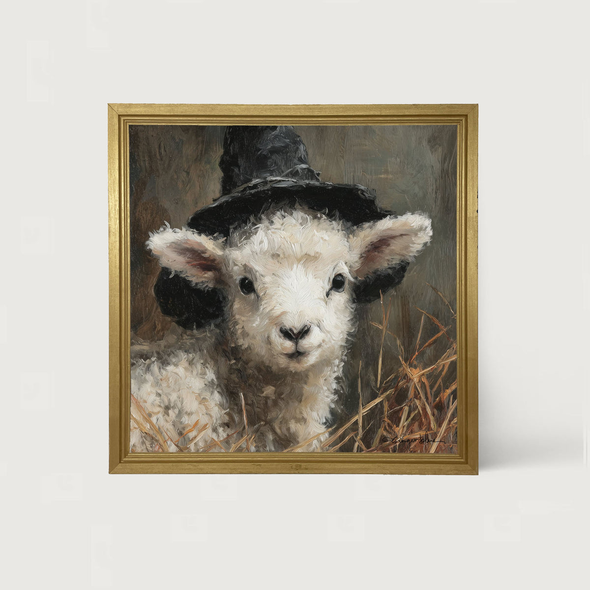 Witch Hat Lamb - Framed Art