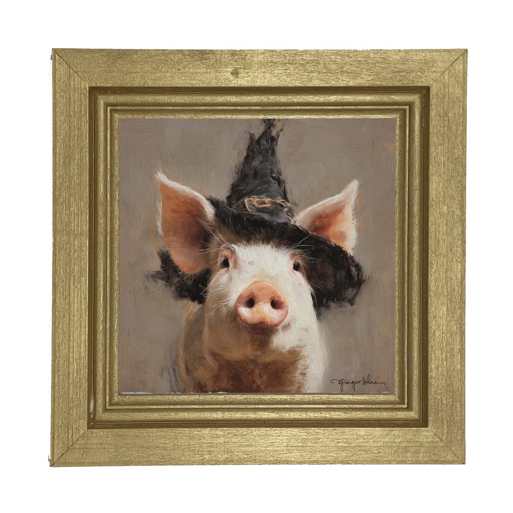 Witch Hat Pig - Framed Art