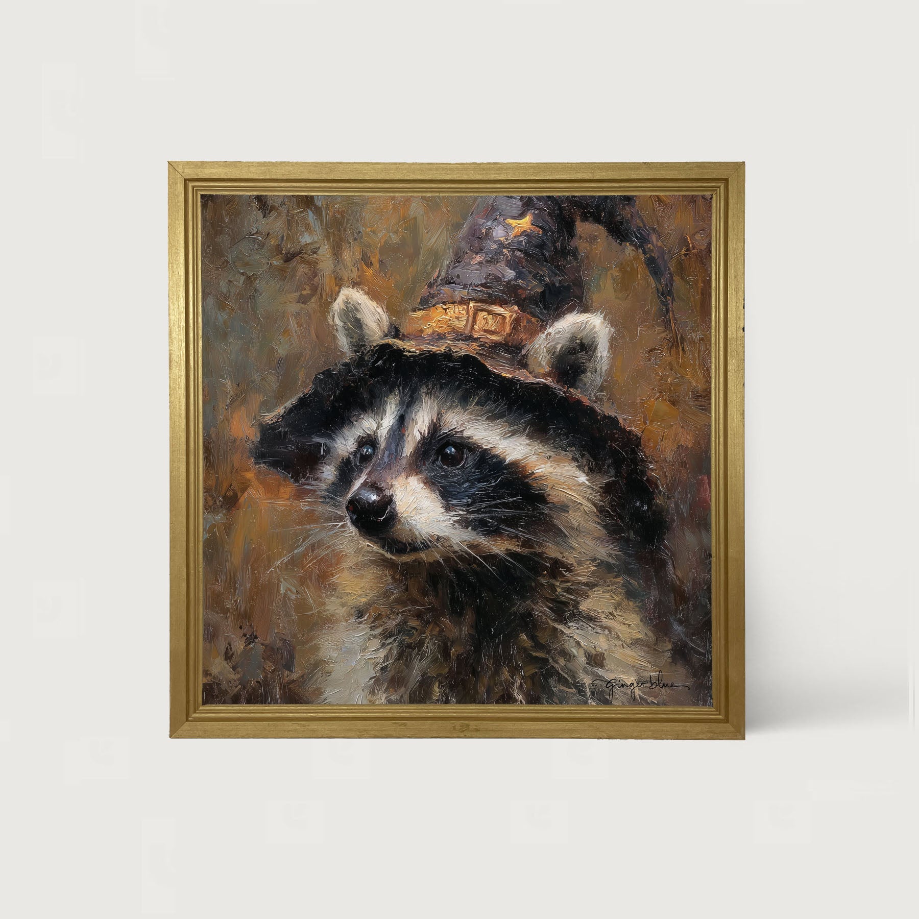 Witch Hat Raccoon - Framed Art