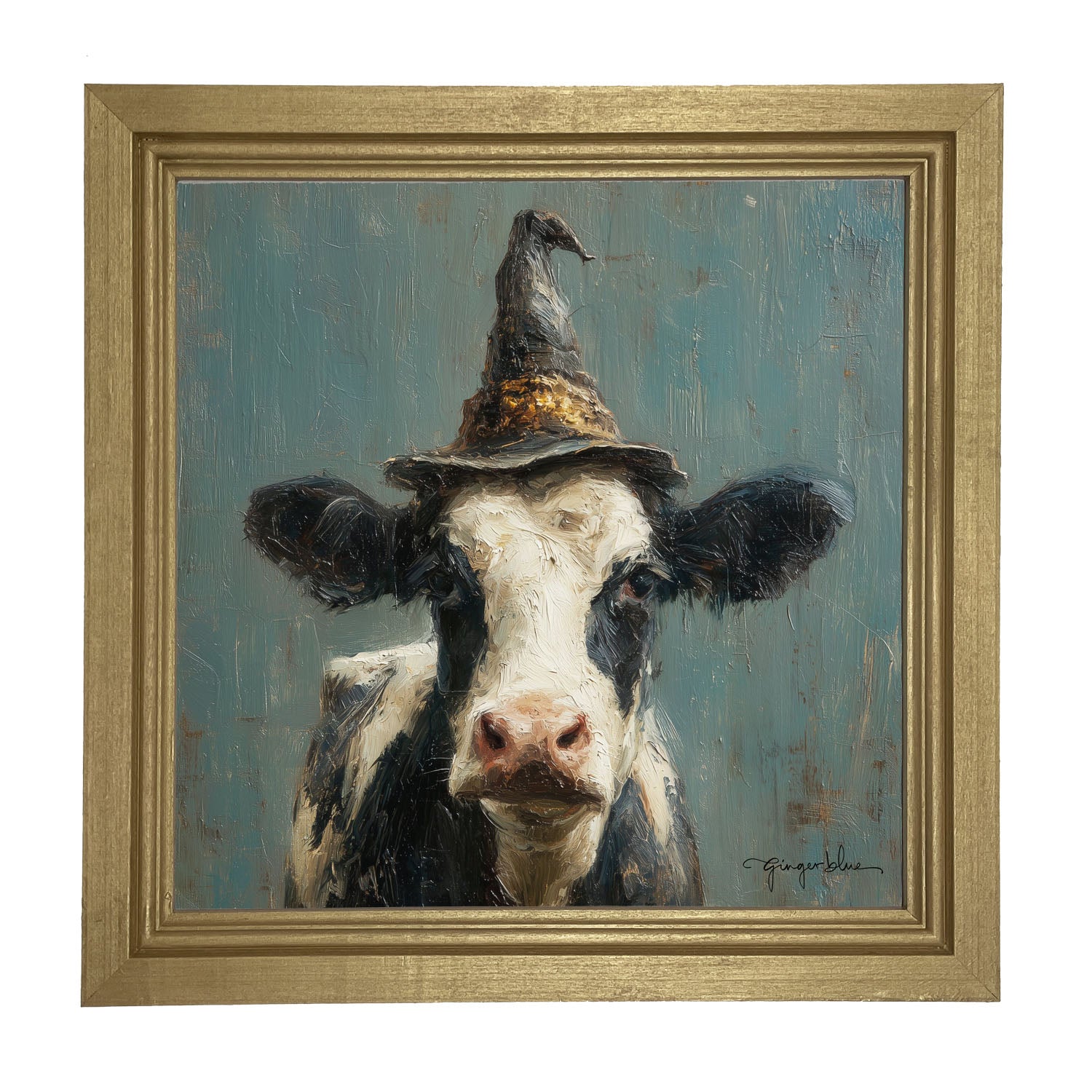 Witch Hat Cow - Framed Art