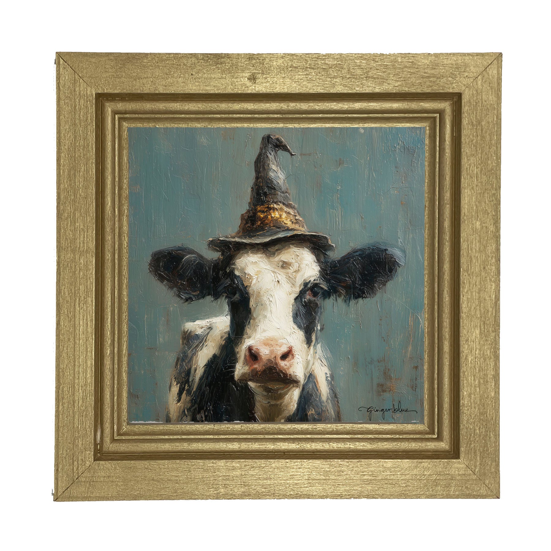 Witch Hat Cow - Framed Art