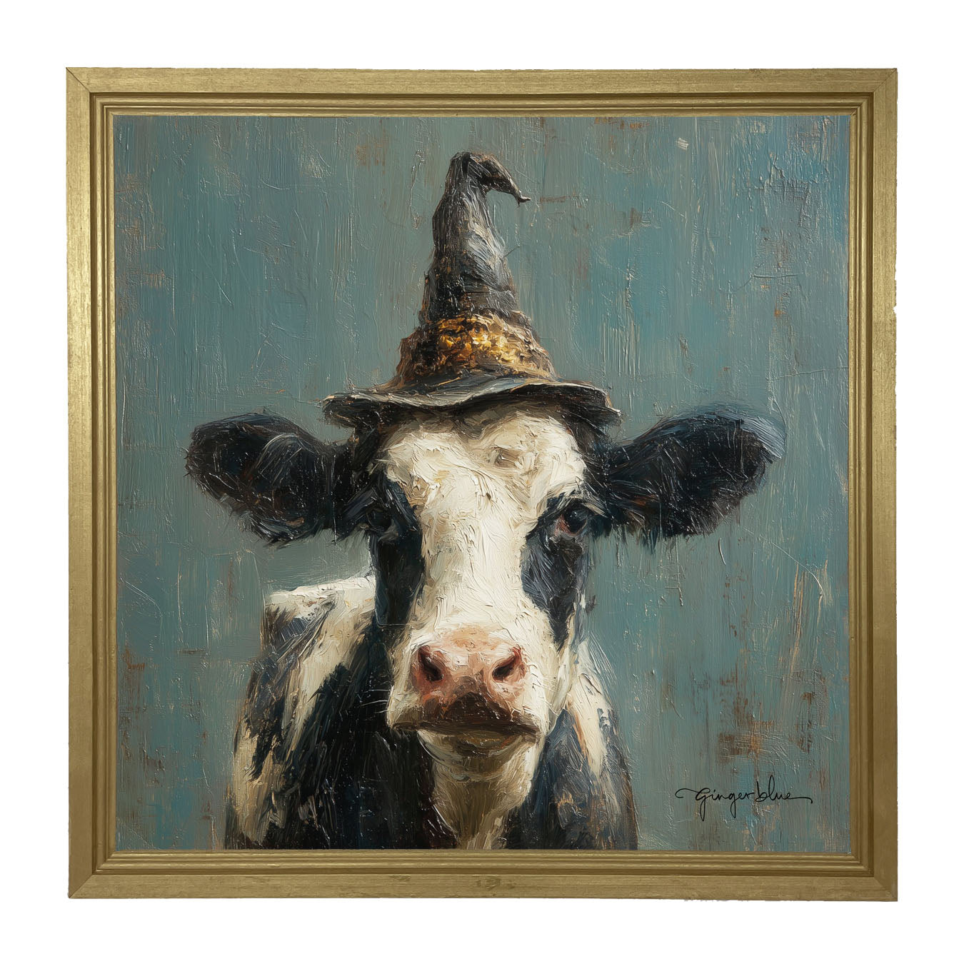 Witch Hat Cow - Framed Art