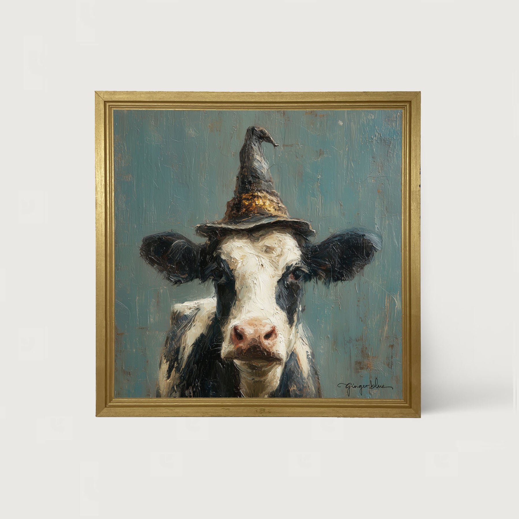 Witch Hat Cow - Framed Art
