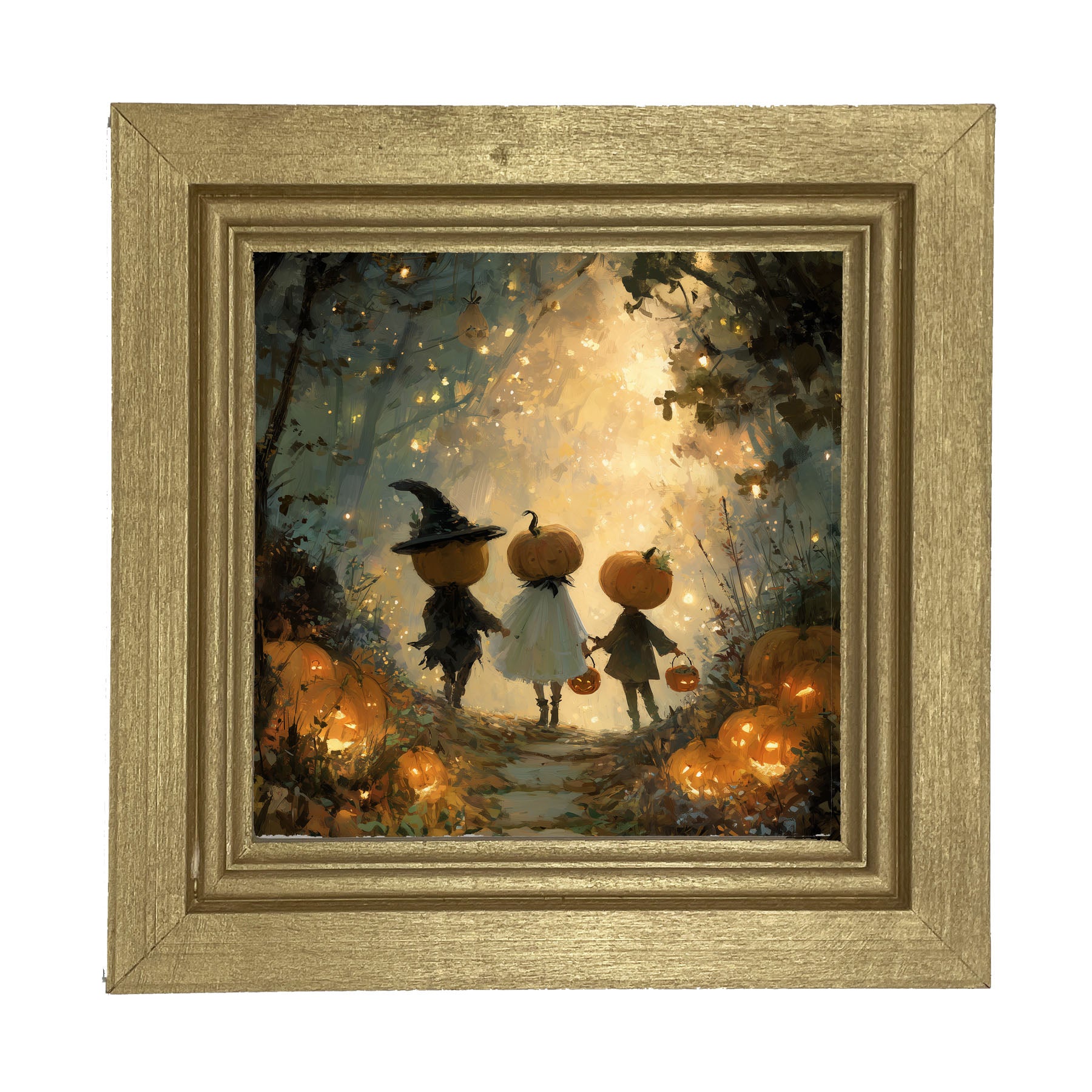 Halloween Friends - Trio of Trick or Treaters - Framed Art