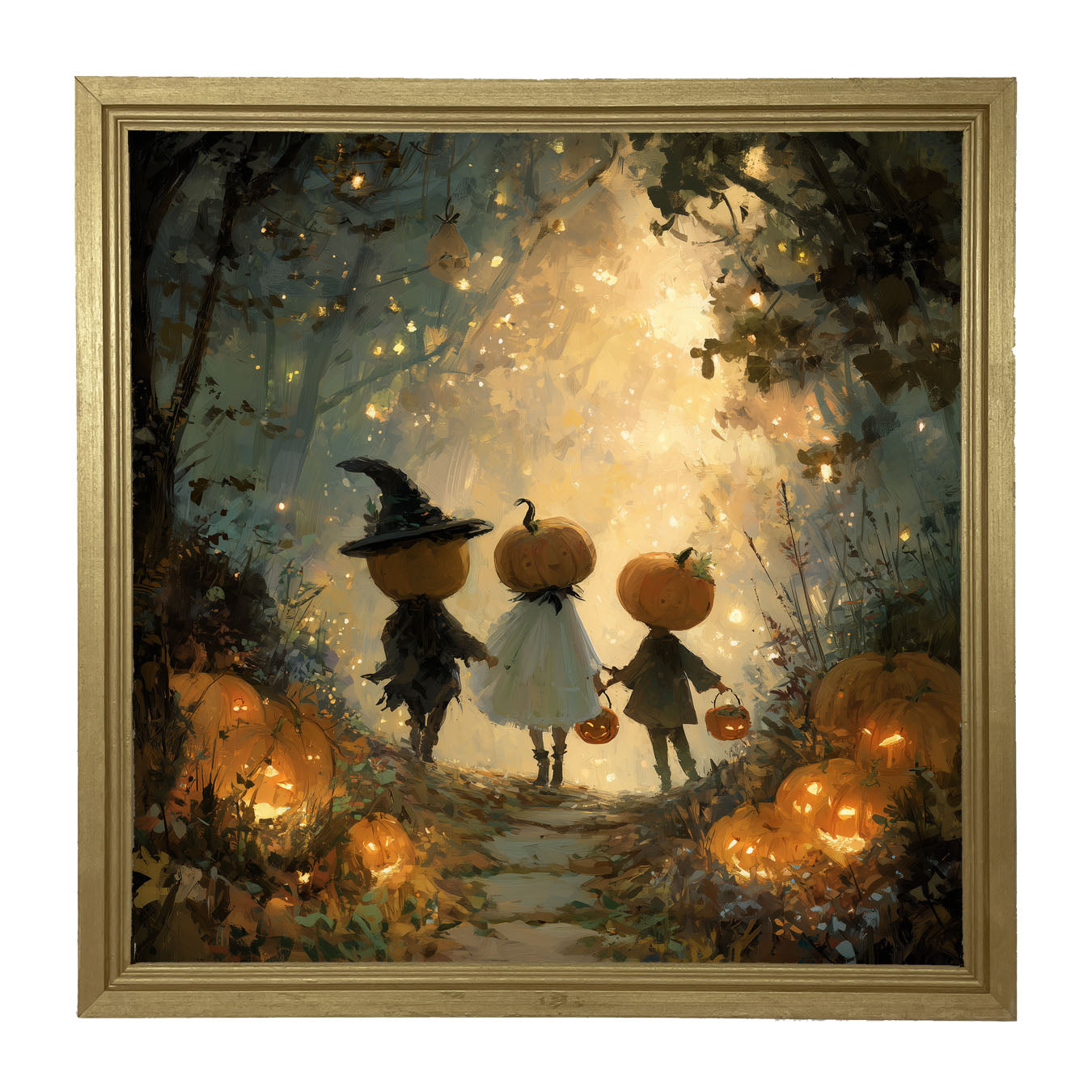 Halloween Friends - Trio of Trick or Treaters - Framed Art