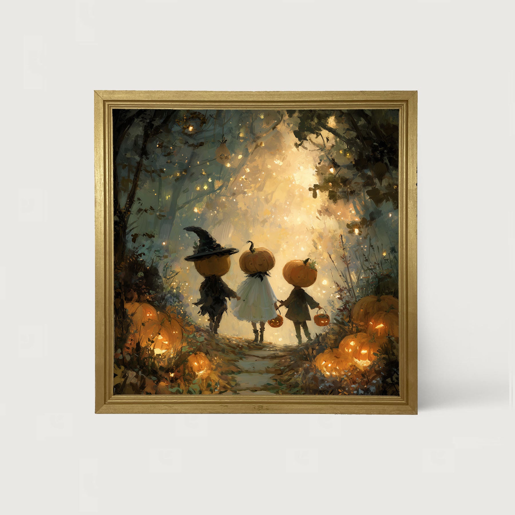 Halloween Friends - Trio of Trick or Treaters - Framed Art