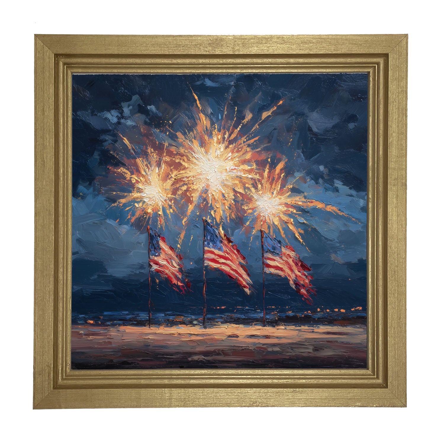 Beachside Fireworks - Framed Art