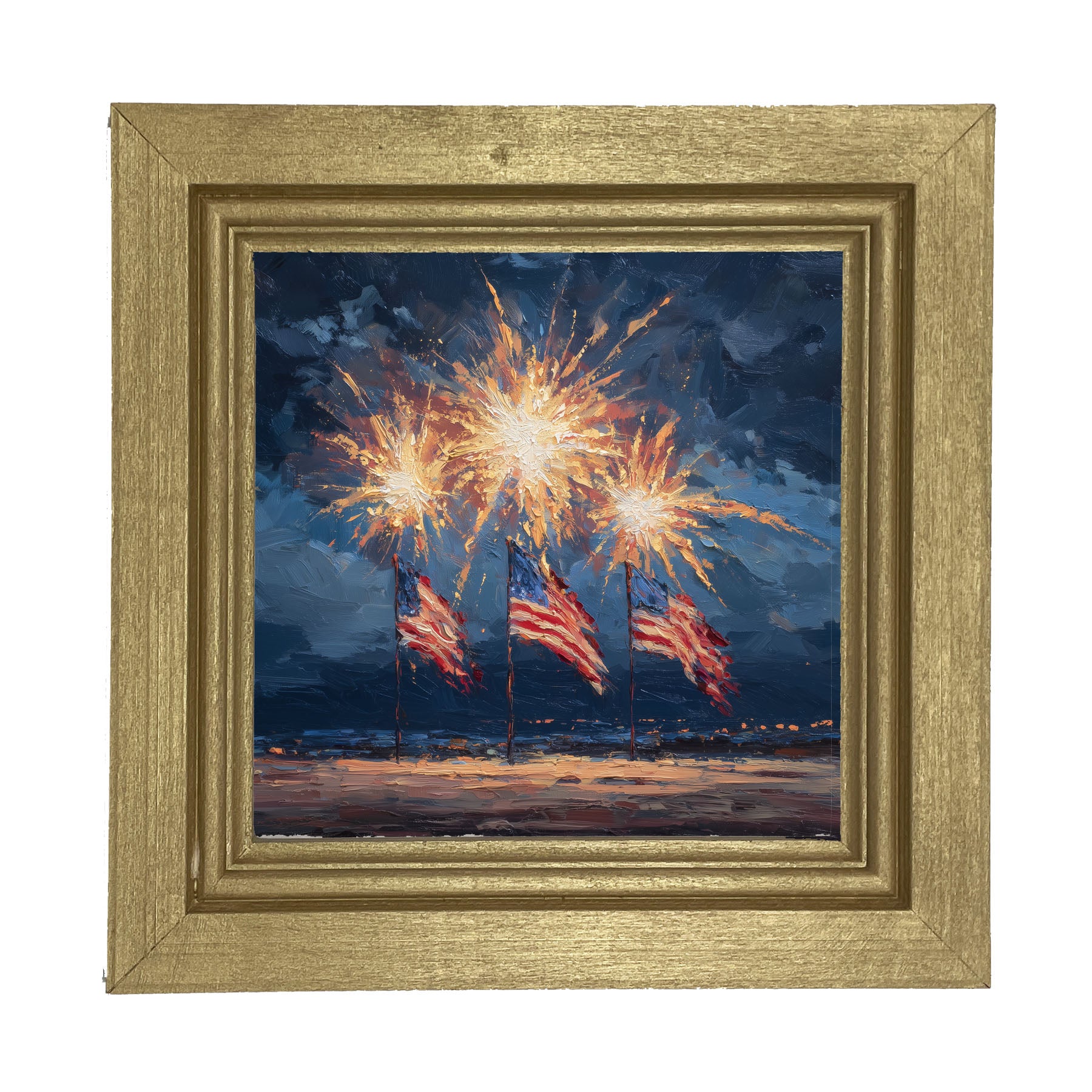 Beachside Fireworks - Framed Art