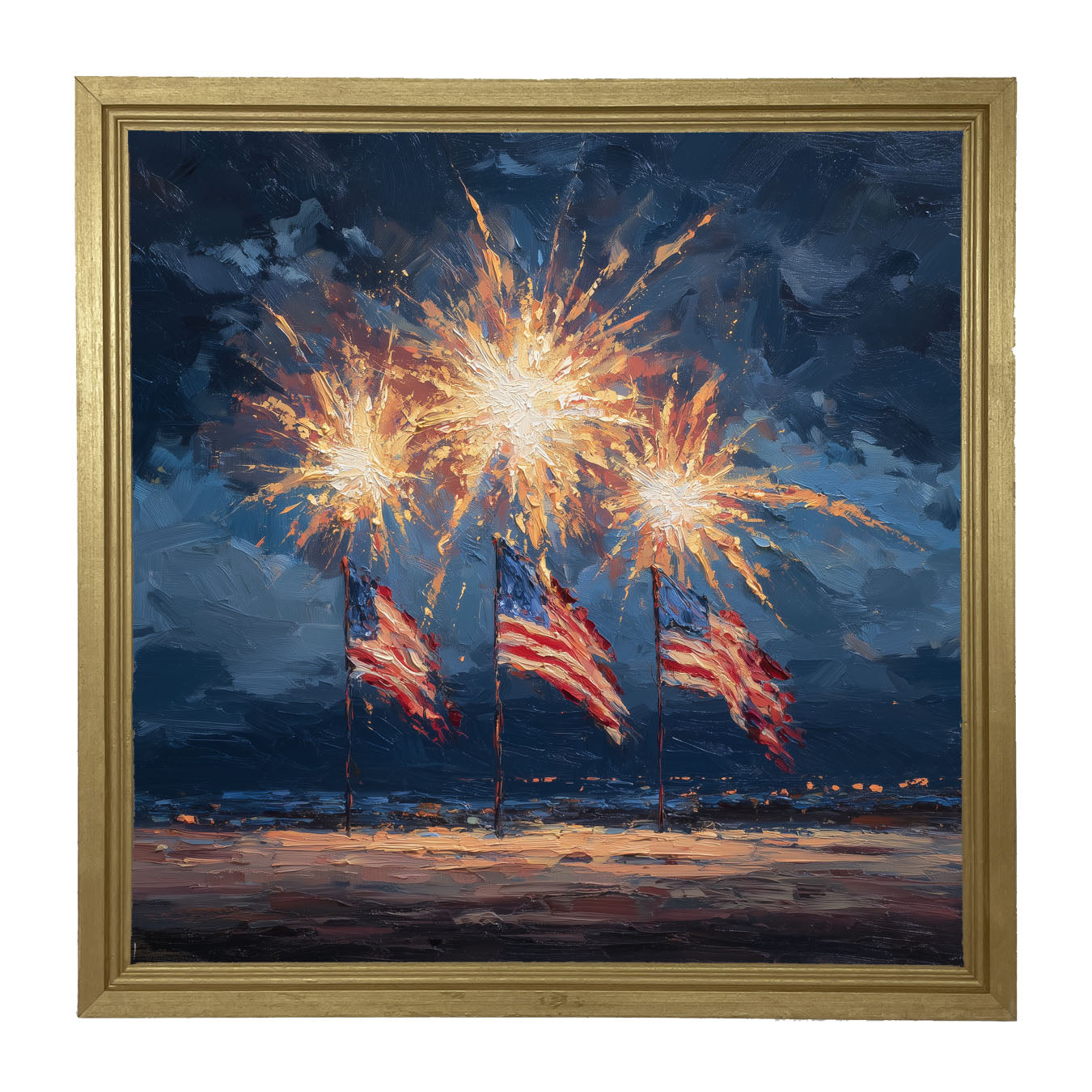 Beachside Fireworks - Framed Art