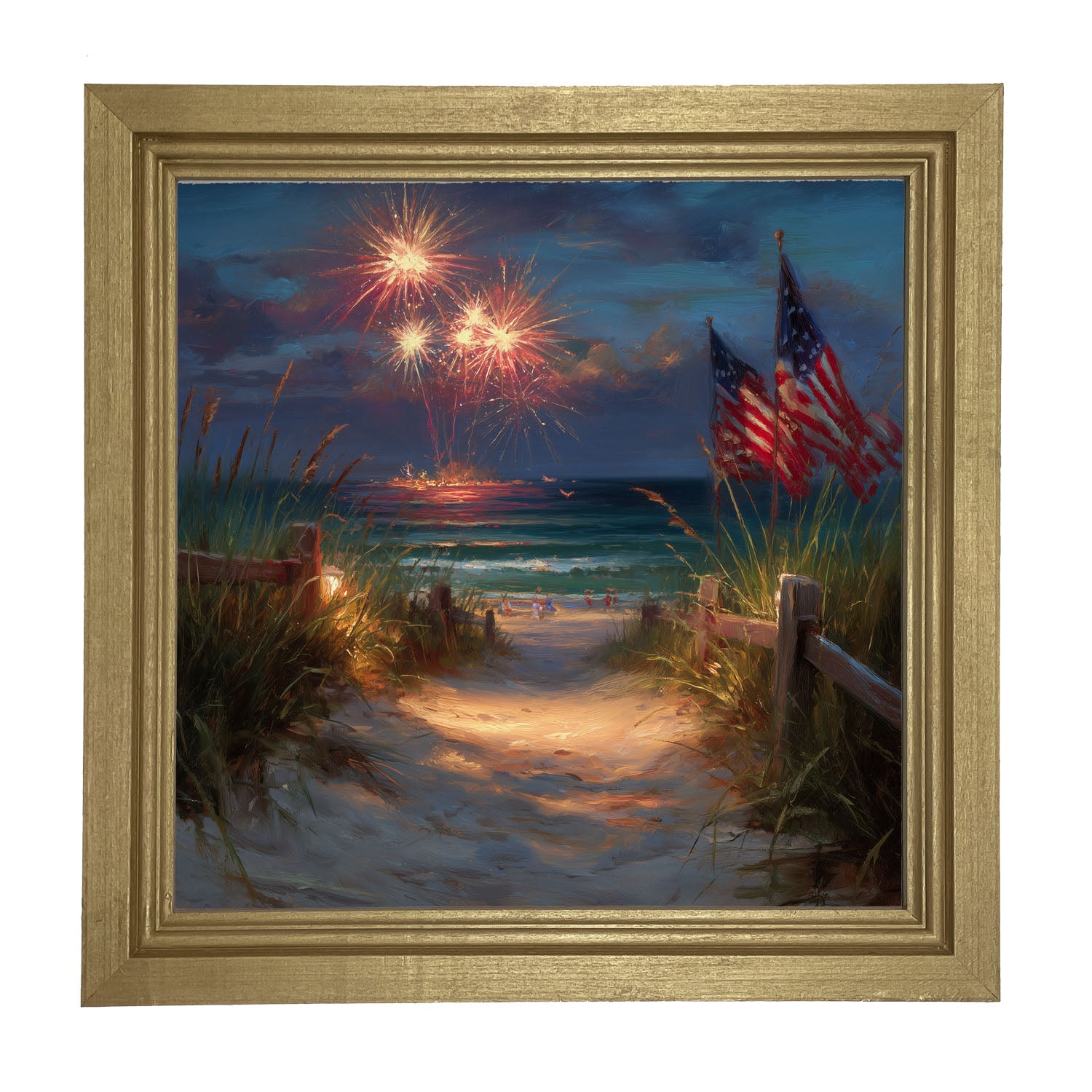 Sandy Path Fireworks - Framed Art