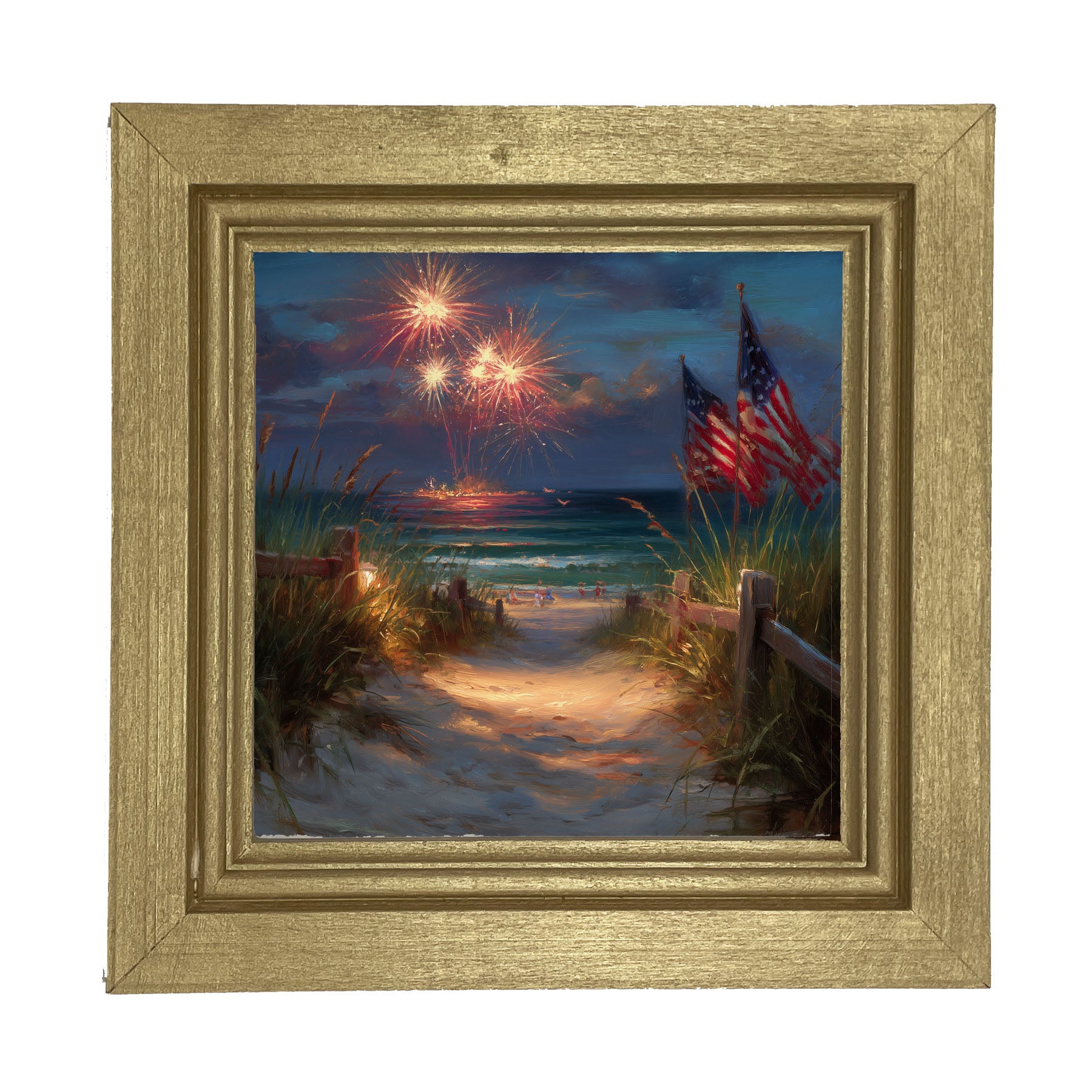 Sandy Path Fireworks - Framed Art