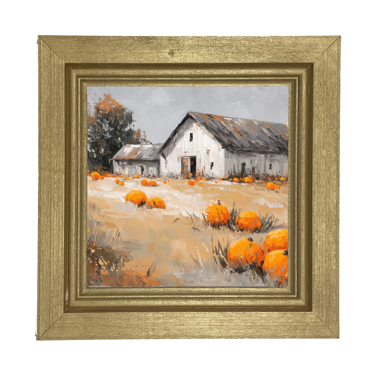 Orange Pumpkins in Field - Framed Art