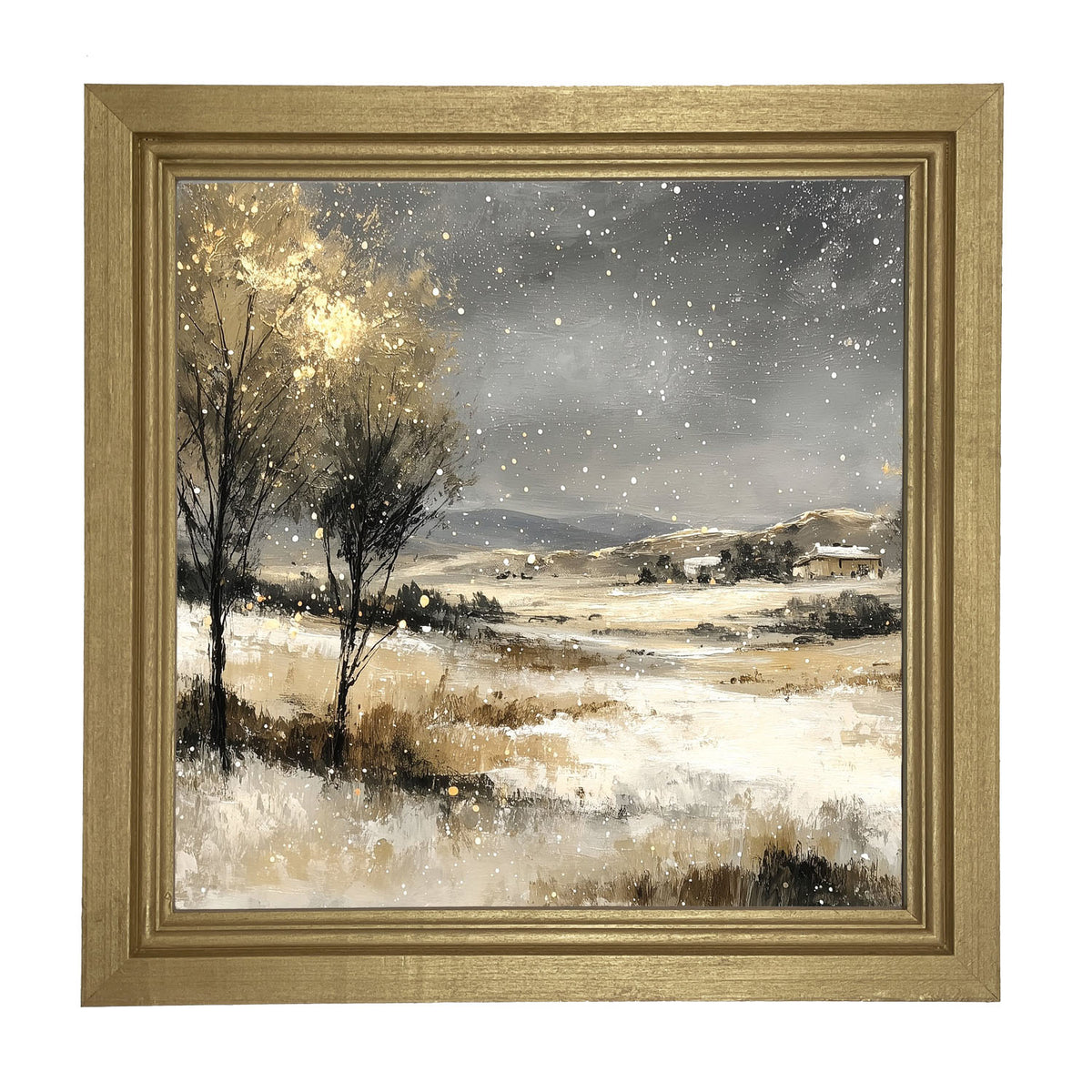 Snow Falling on a Field - Framed Art