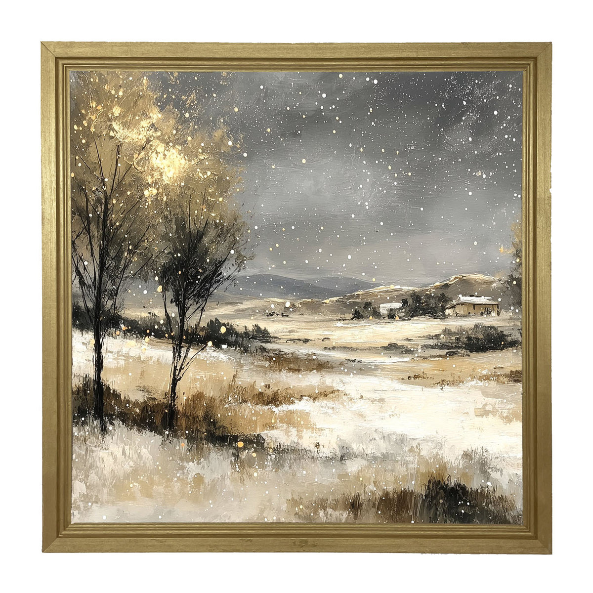 Snow Falling on a Field - Framed Art