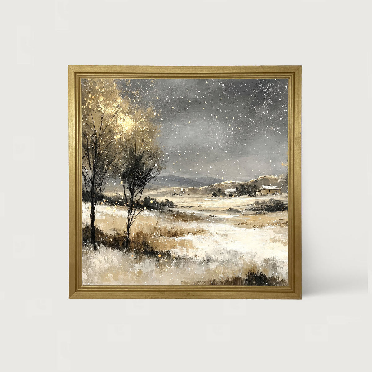 Snow Falling on a Field