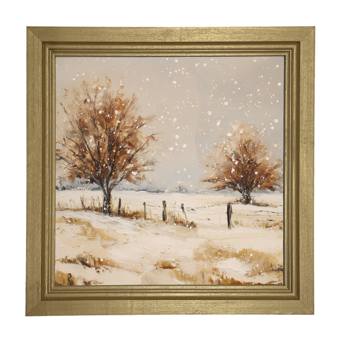 Fenceline Snowfall - Framed Art
