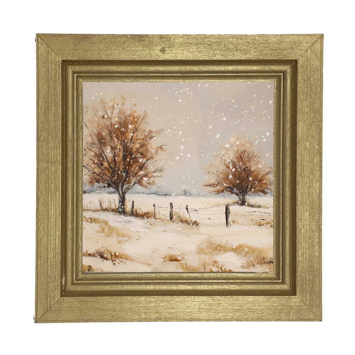 Fenceline Snowfall - Framed Art