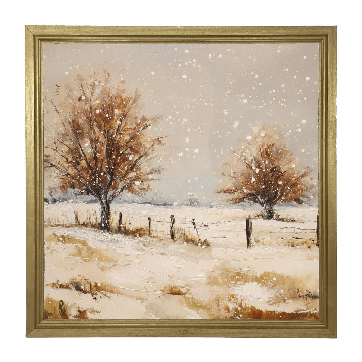 Fenceline Snowfall - Framed Art