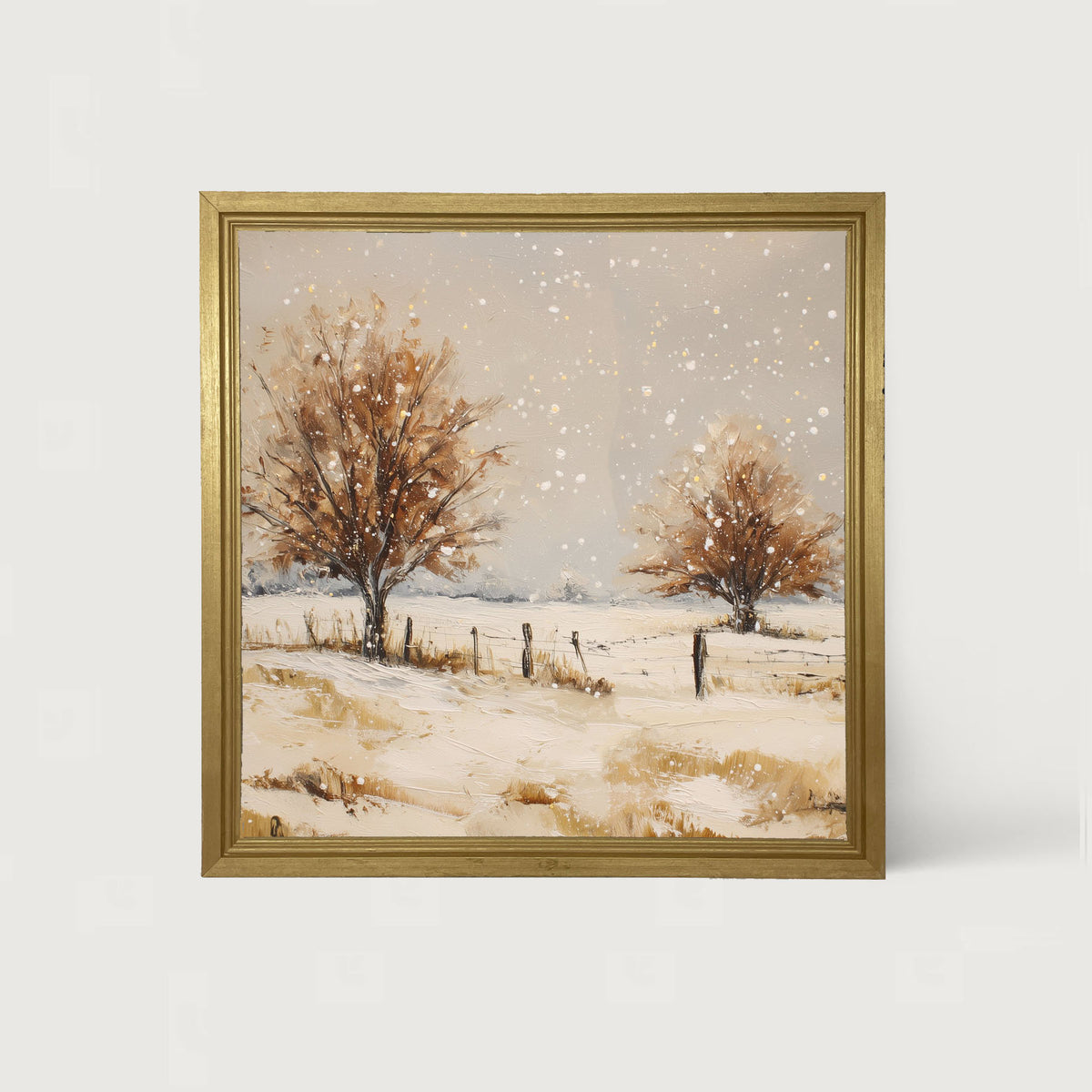 Fenceline Snowfall - Framed Art
