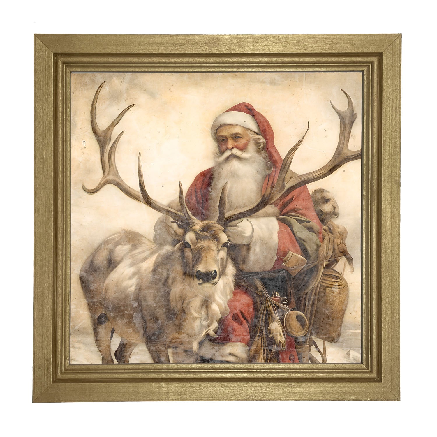 Reindeer with Santa 1 - Framed art