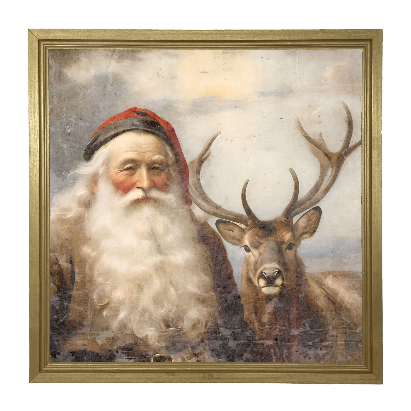 Reindeer with Santa 2 - Framed art