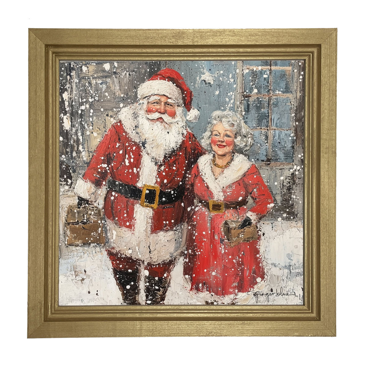 Mr. and Mrs. Claus in the Snow - Framed Art