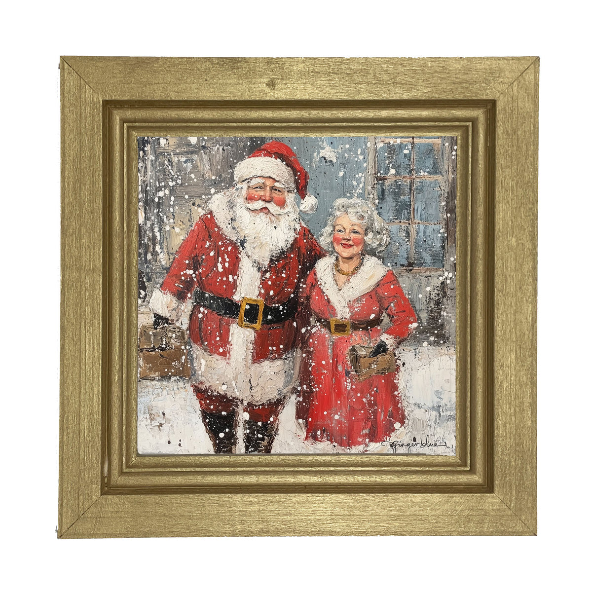 Mr. and Mrs. Claus in the Snow - Framed Art