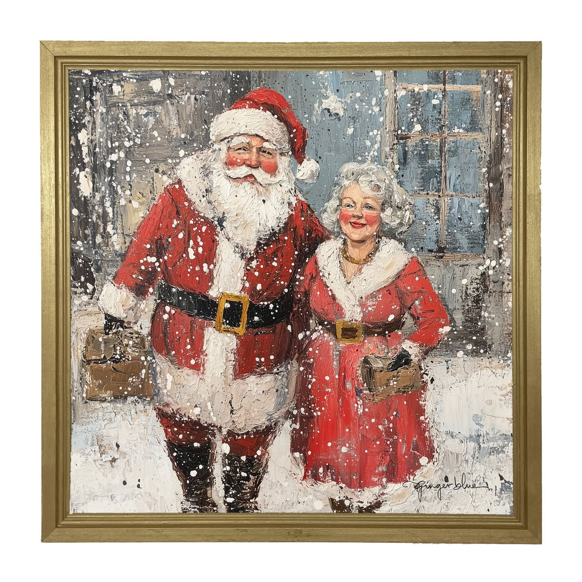 Mr. and Mrs. Claus in the Snow - Framed Art
