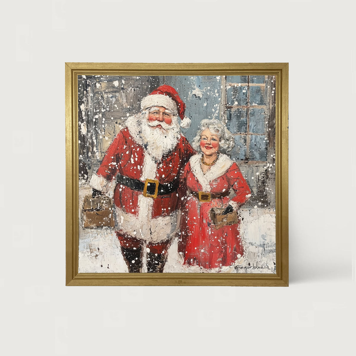 Mr. and Mrs. Claus in the Snow - Framed Art