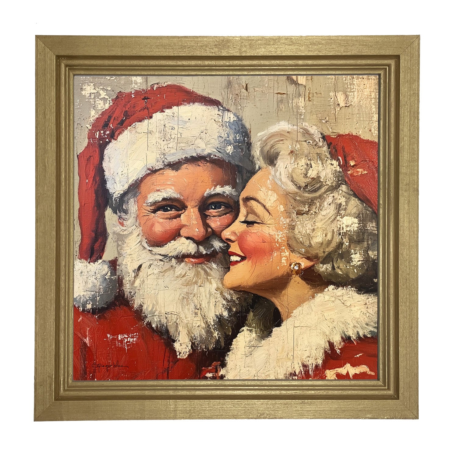 Mr. and Mrs. Claus looking Happy - Framed Art