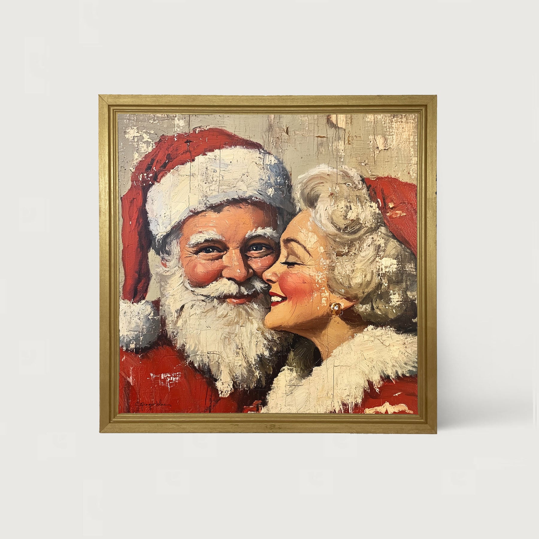 Mr. and Mrs. Claus looking Happy - Framed Art