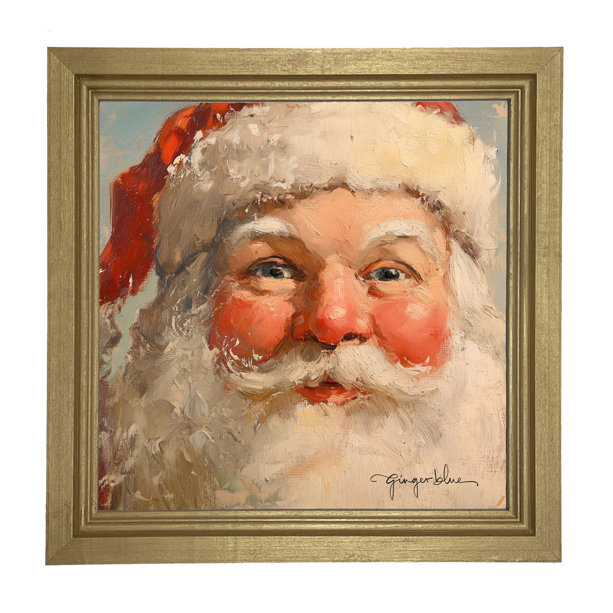 Rosey Cheek Santa Gazing - Framed Art