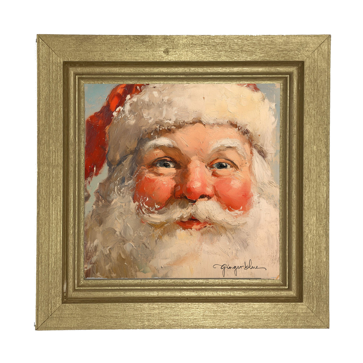 Rosey Cheek Santa Gazing - Framed Art