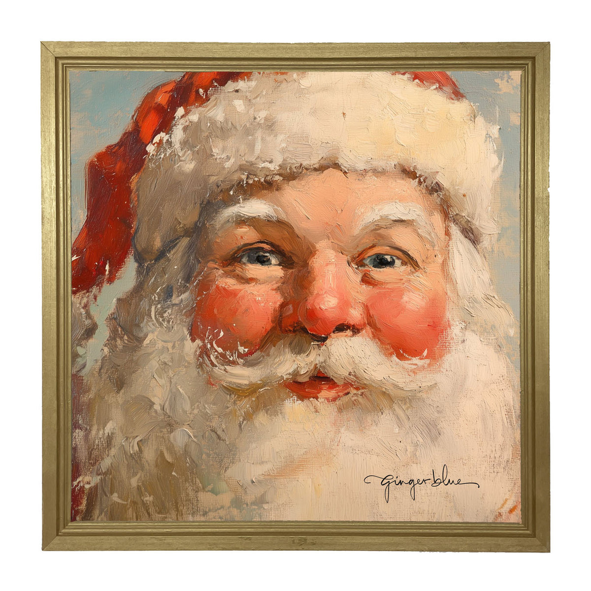 Rosey Cheek Santa Gazing - Framed Art