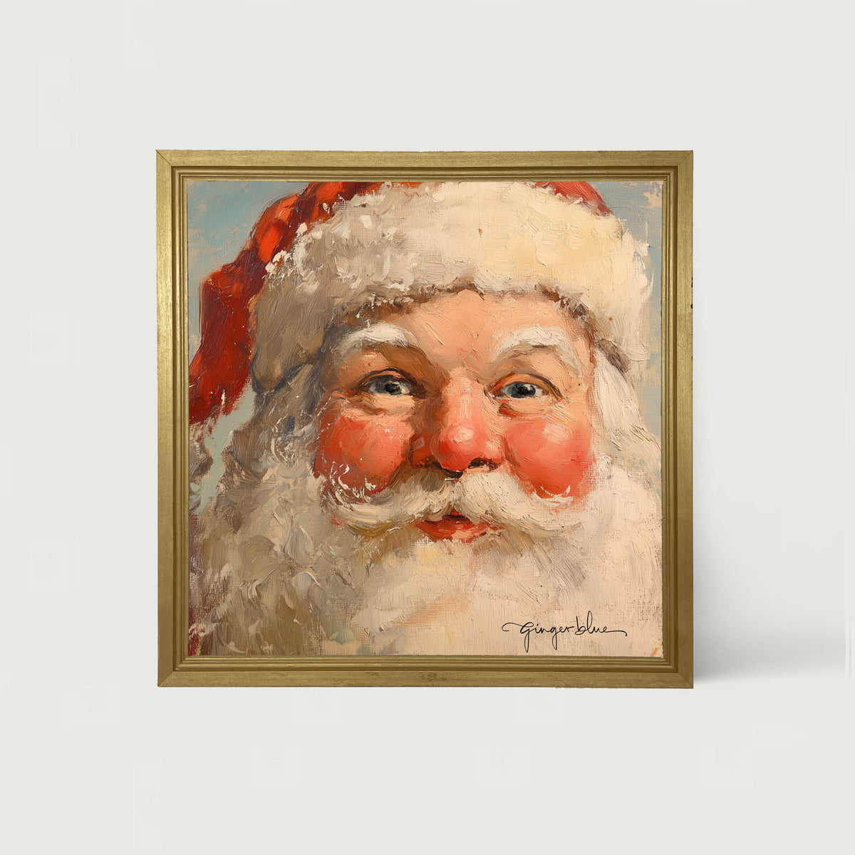 Rosey Cheek Santa Gazing - Framed Art