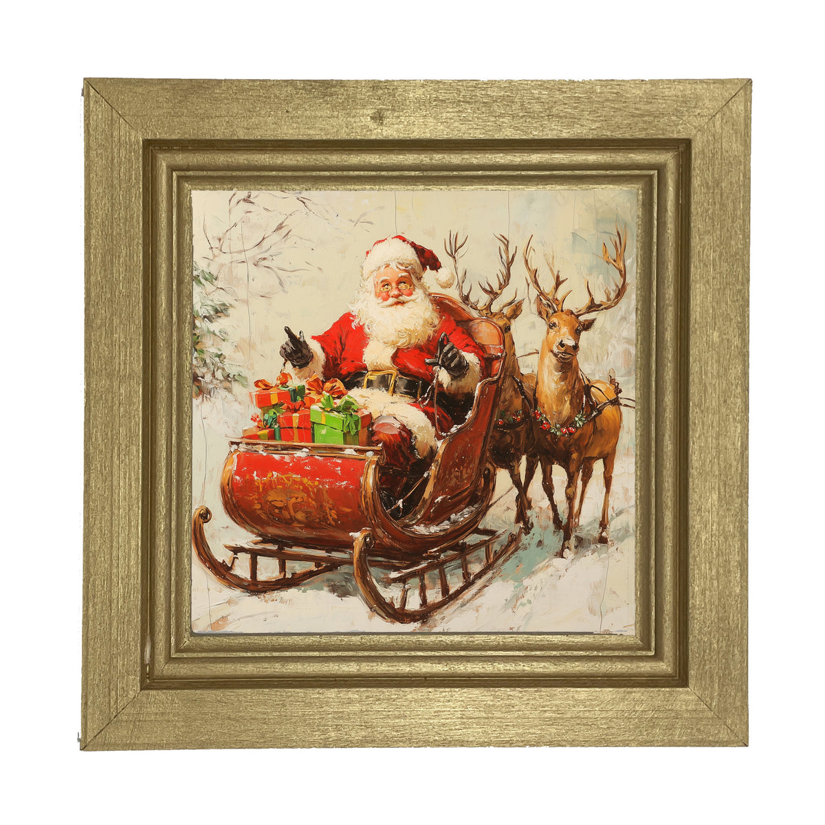 Santa in Sleigh - Framed Art