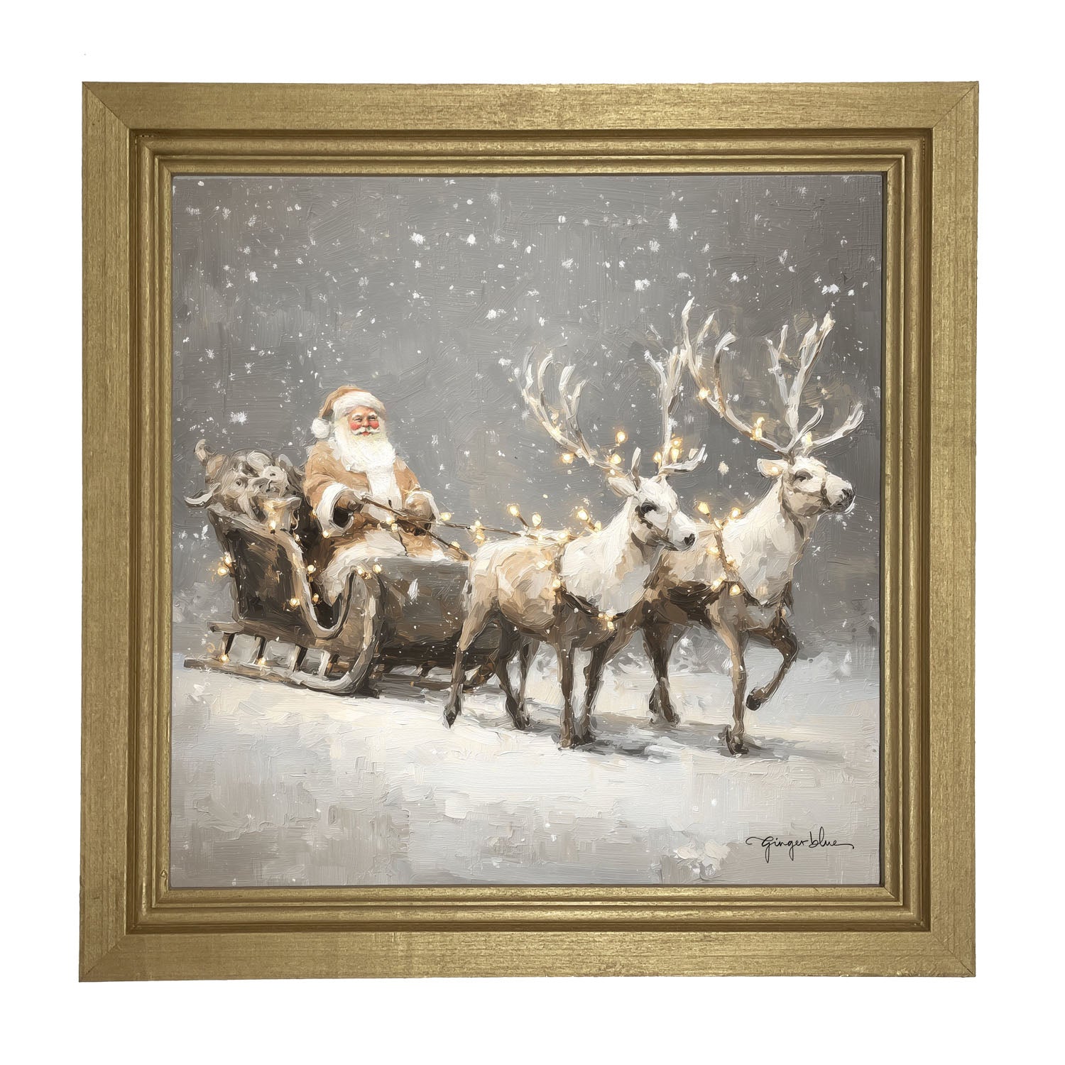 Christmas Lights on Sleigh - Framed Art
