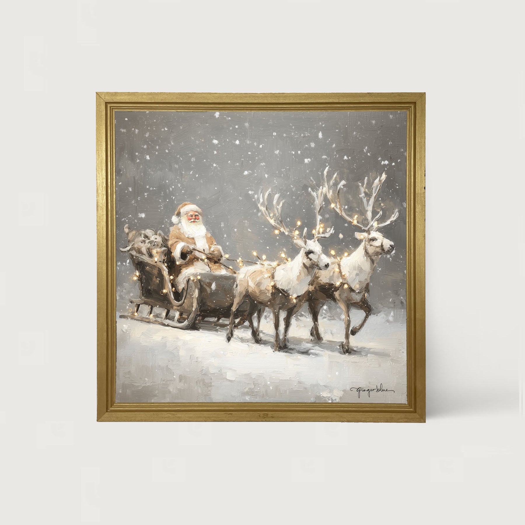 Christmas Lights on Sleigh - Framed Art