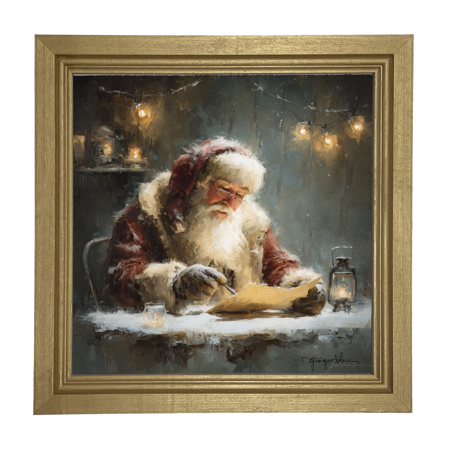 Santa Making his List - Framed Art