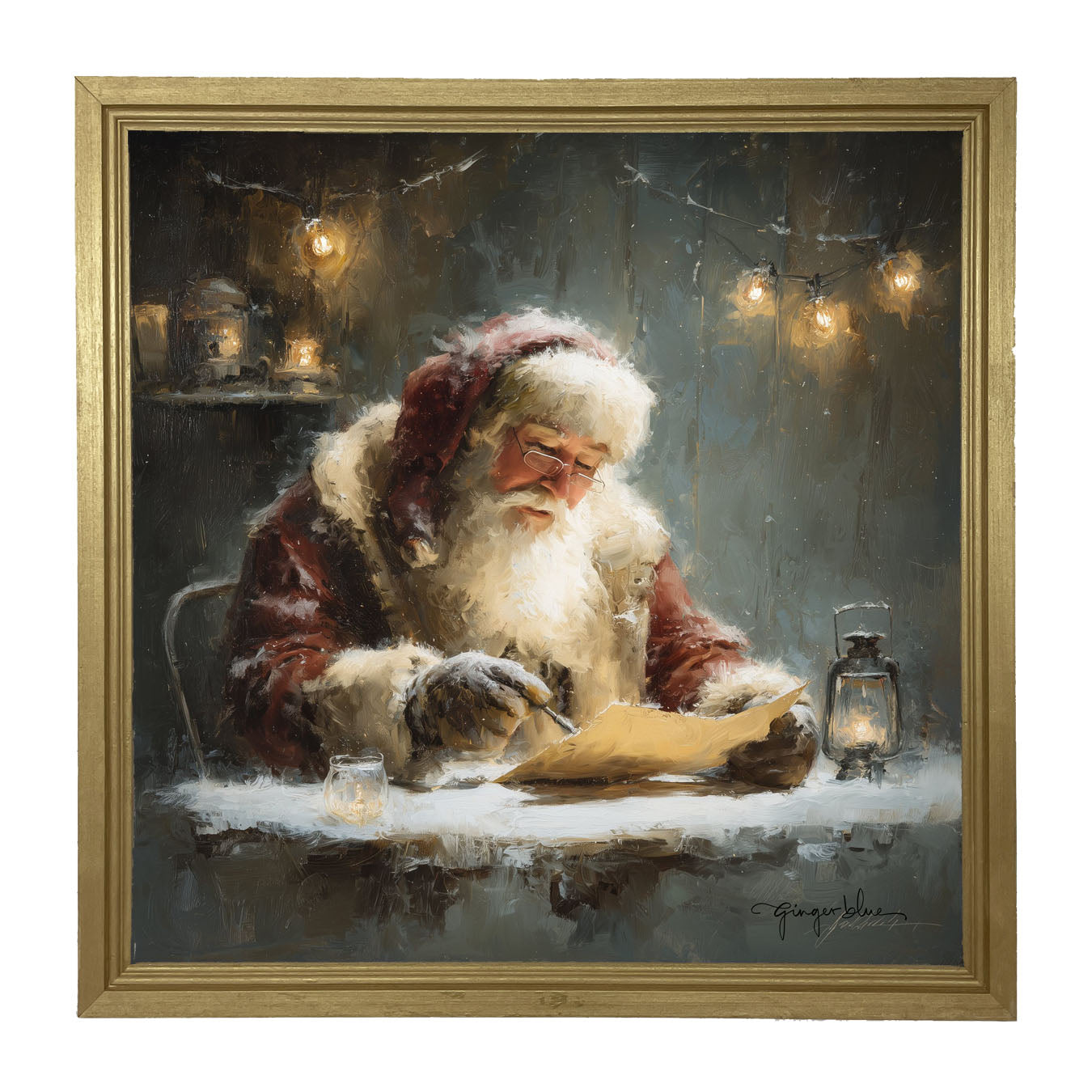 Santa Making his List - Framed Art