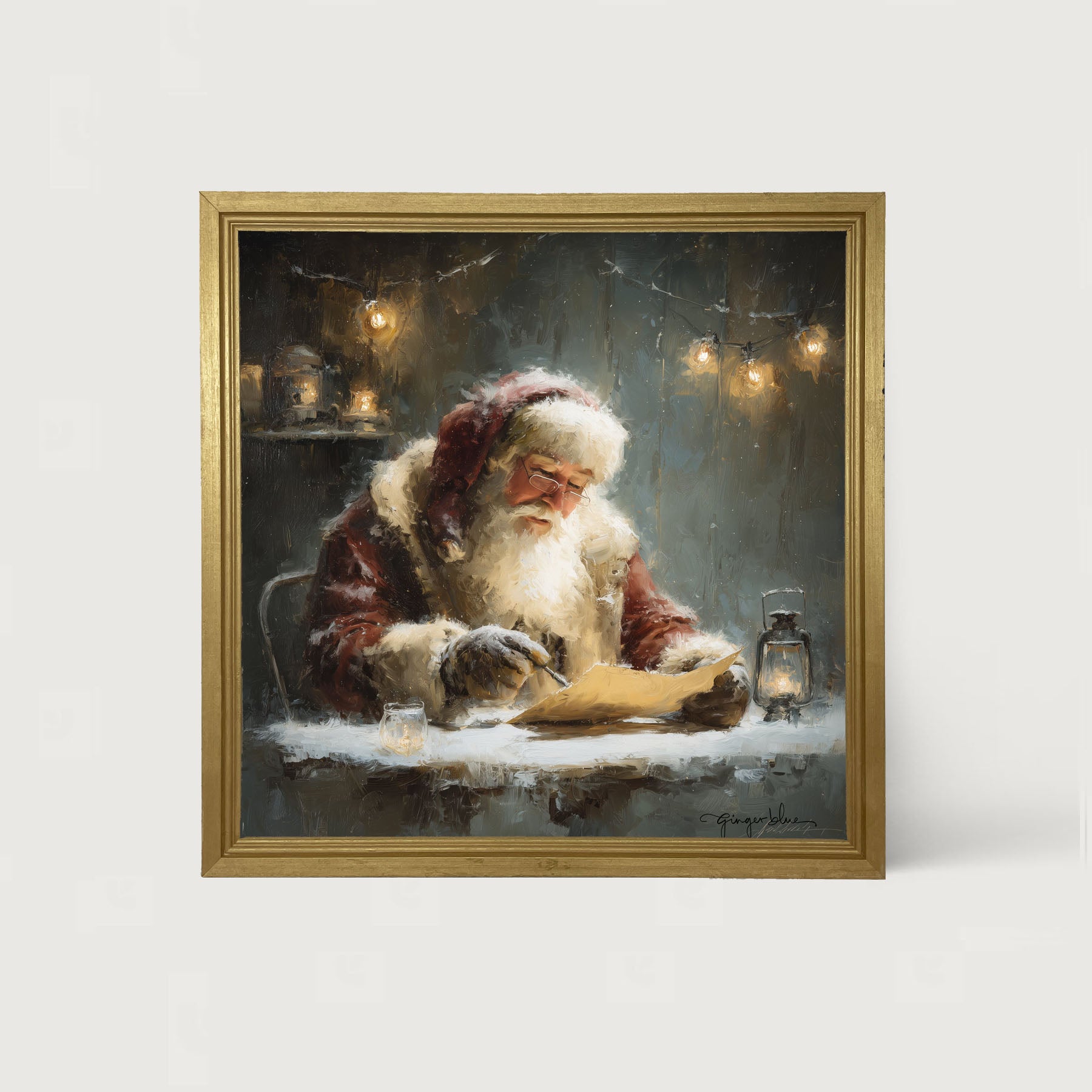 Santa Making his List - Framed Art